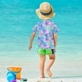 thumbnail image 4 of FORMRS Boys Rash Guard Short Sleeves Swim Shirt Quick Dry UPF 50+ Sun Protection, Sizes 3-12T, Neon Starfish Pattern, 4 of 6