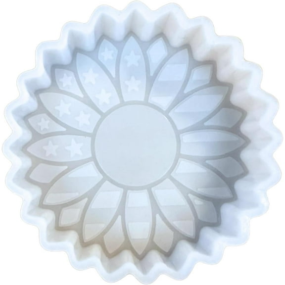 American Flag Sunflower Freshie Silicone Mold 4 x 4 x 0.8 inches Patriotic 4th of July Scented Aroma Beads Supplies Resin, Car Candles, Soap Oven Safe Bake Heat Resistant to 400 F