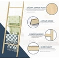thumbnail image 4 of 5-Tier Blanket Ladder Wooden, Non-folding 4.8FT(57.5'') Blanket Quilt Holder Rack Decorative Ladder, Easy Assembly, Rustic Farmhouse Ladder Shelf for The Living Room Bedroom Home Decor, Natural, 4 of 17