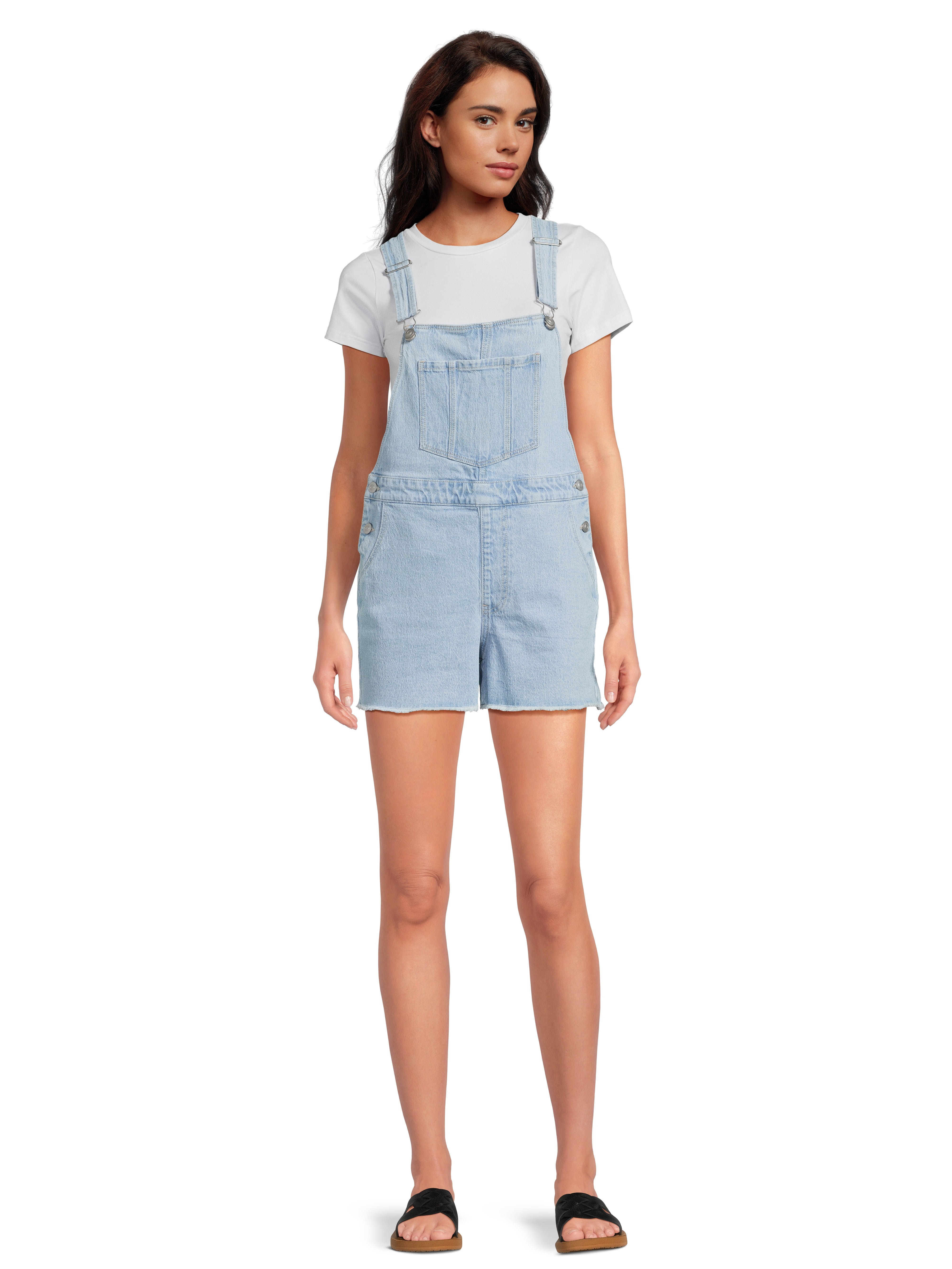 No Boundaries Relaxed Boyfriend Shortalls, 3.5" Inseam, Women's and Women's Plus