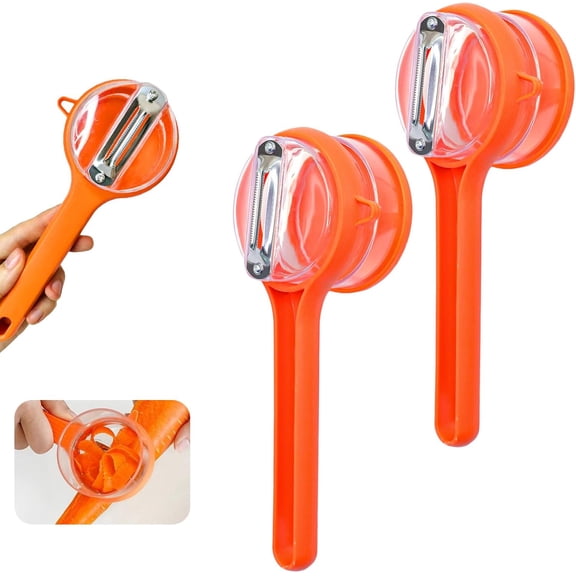 2 Pack Vegetable Peeler with Container, Double-Sided Stainless Steel Fruit & Vegetable Peeler with Catcher for Potatoes Carrots Apples, Ergonomic Kitchen Peeler Tool