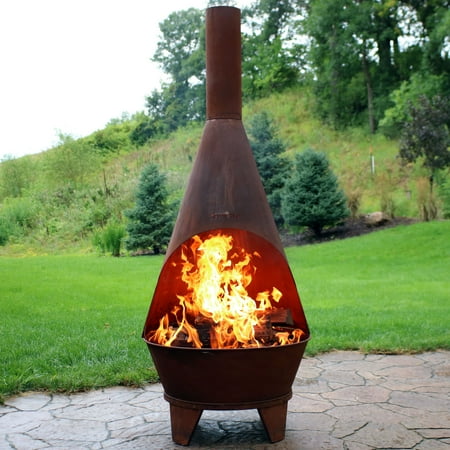 Sunnydaze Rustic Chiminea Fire Pit, Outdoor Patio Wood ...