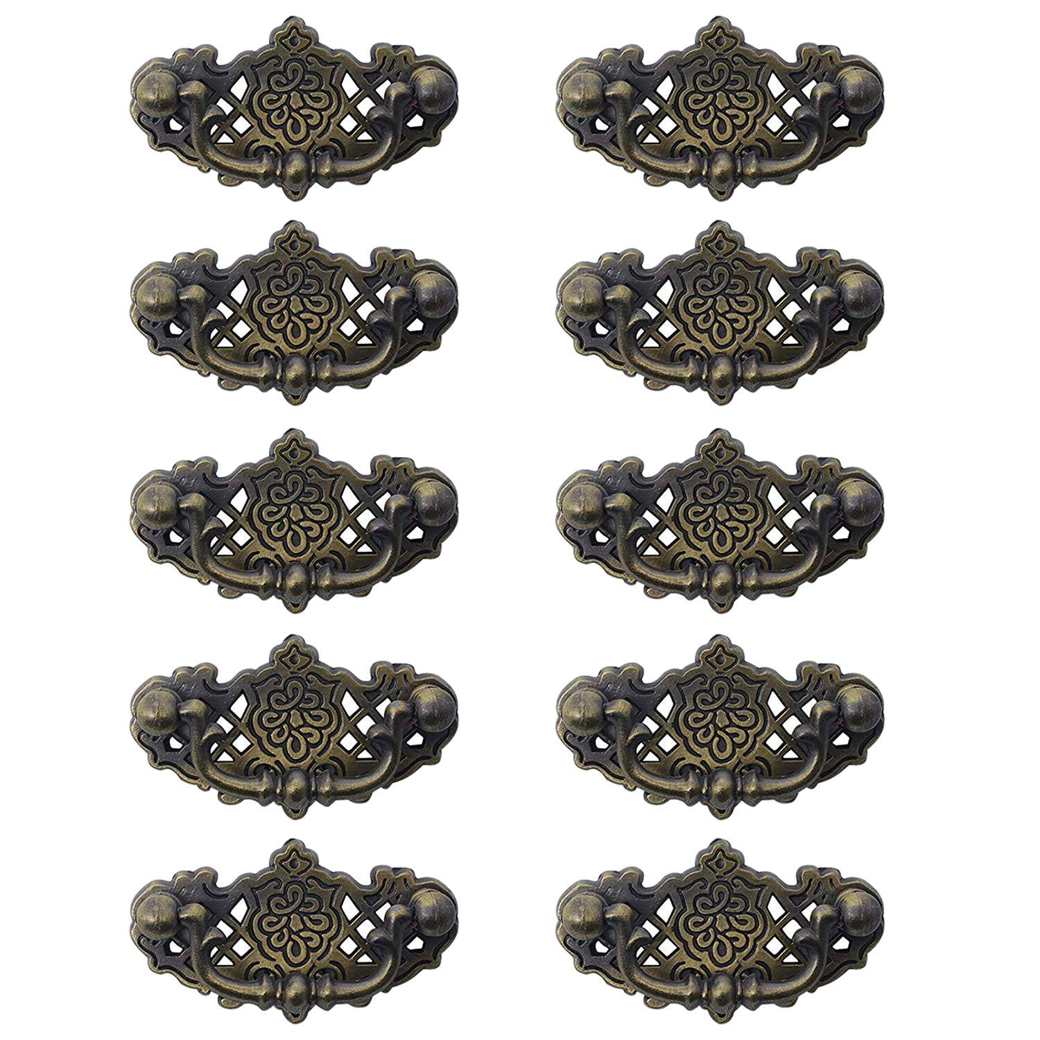 10 Pack Vintage Kitchen Cabinet Pull Furniture Drop Pull Drawer Handles Bedroom Dresser Knobs Antique Bronze