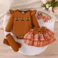 thumbnail image 4 of Whouriu Baby Halloween Outfit Set Cute Pumpkin Ruffle Romper Skirt Headband Leg Warmers Soft Party Wear 4Pcs Set, 4 of 8