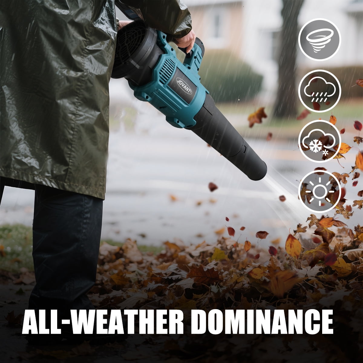 JOVANT  Cordless Leaf Blower delivers a maximum airflow of 670 CFM. It comes with a 20V MAX 1*6.0Ah battery and charger, making it suitable for street cleaning, park maintenance, plaza clean