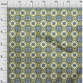 thumbnail image 2 of oneOone Cotton Cambric Yellow Fabric Floral & Tiles Moroccan Diy Clothing Quilting Fabric Print Fabric By Yard 56 Inch Wide, 2 of 4