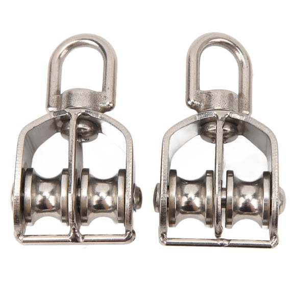 Suodoka 2‑Pack Heavy‑Duty M15 Stainless Steel Lifting Pulley Blocks, 35 kg Capacity, 360° Rotating Roller, Ideal for Rope, Cable & Crane Applications