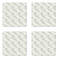 thumbnail image 1 of Geometric Coaster Set of 4, Hexagons with Tartan Checkered Stripes and Crossed Lines Art, Square Hardboard Gloss Coasters, Standard Size, Pale Coffee Mint Green, by Ambesonne, 1 of 2