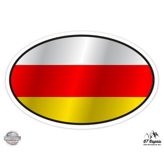 South Ossetia Flag Oval - 3" Vinyl Sticker - For Car Laptop I-Pad Phone Helmet Hard Hat - Waterproof Decal