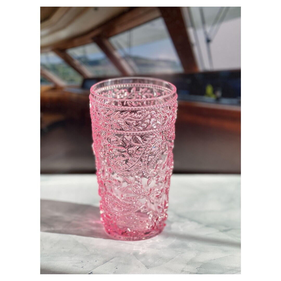 Kitchen Utensil Set Paisley Acrylic Glasses Drinking Set of 4 Hi Ball (17oz), Plastic Drinking Glasses, BPA Free Cocktail Glasses, Drinkware Set, Drinking Water Glasses,Kitchen Sink Caddy
