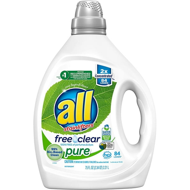 all Liquid Laundry Detergent, Free Clear Pure, 99 Biobased, Unscented