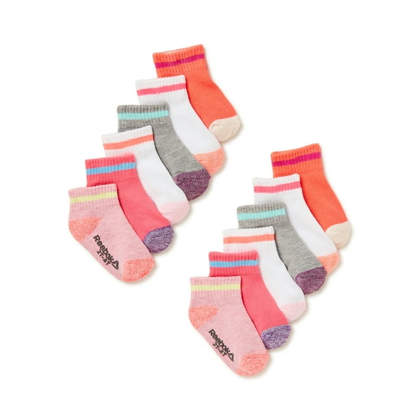 Reebok Baby and Toddler Girls' Quarter Socks, 12-Pack, 6M-4T - Walmart.com