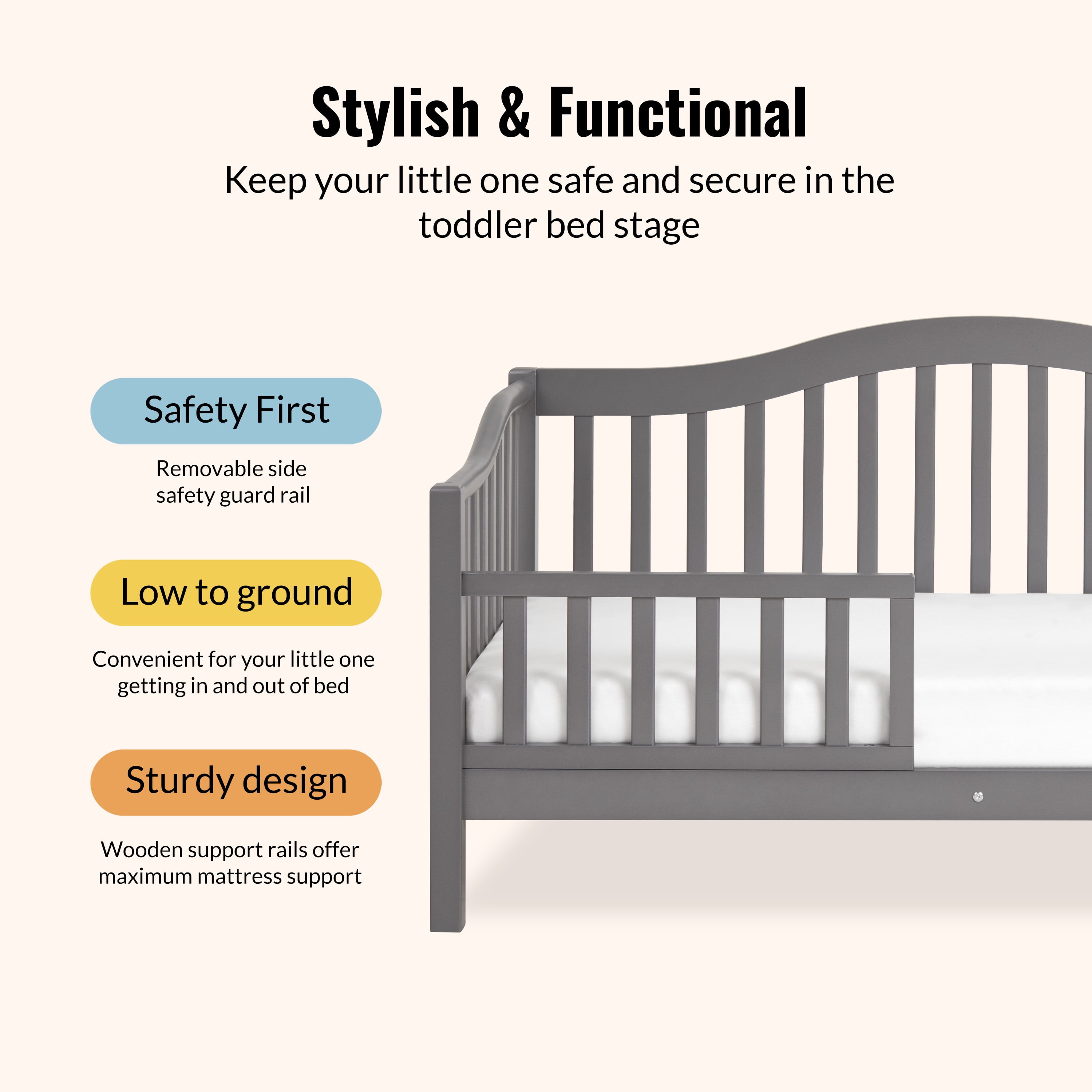 Dream On Me Austin Toddler Daybed in Storm Grey