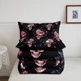 thumbnail image 5 of Homewish Gothic Halloween Skull Queen Comforter Set,Pink Rose Branch Print Comforter Sets Queen,Black Dusty Rose,Black Reversible,3-Piece,1 Comforter and 2 Pillowcases, 5 of 7