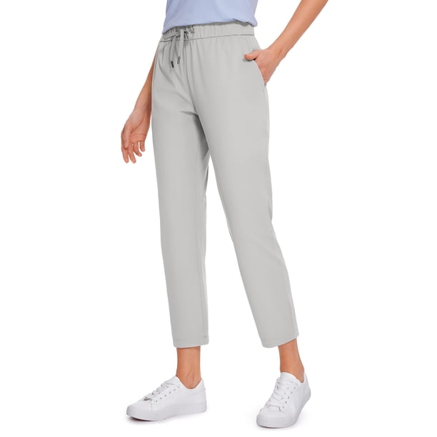 Pantalones CRZ YOGA tiro alto 25" elásticos tobilleros verde ceniza talla L