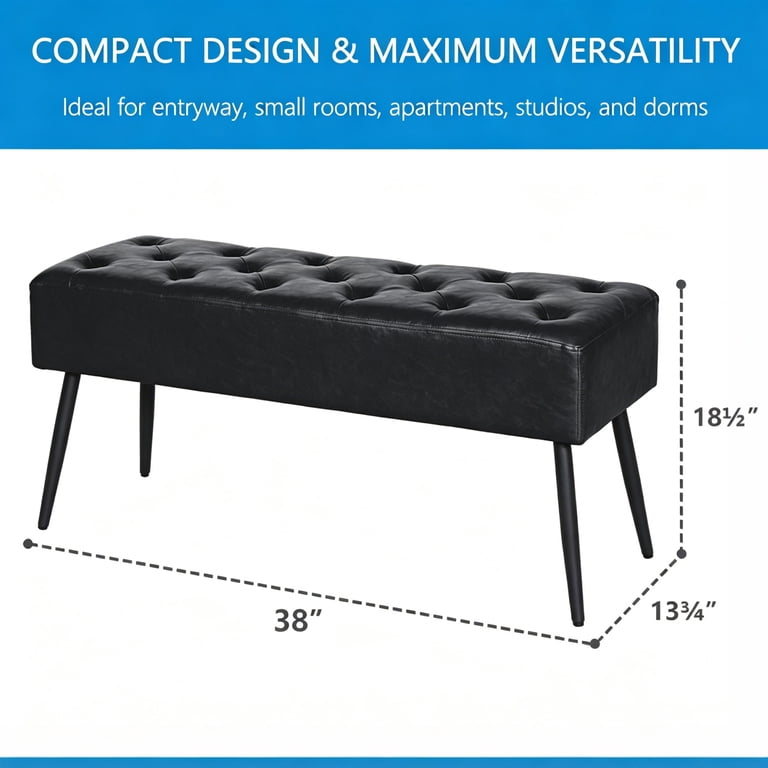 Abble 38 In Upholstered Entryway Bench, Black photo 6