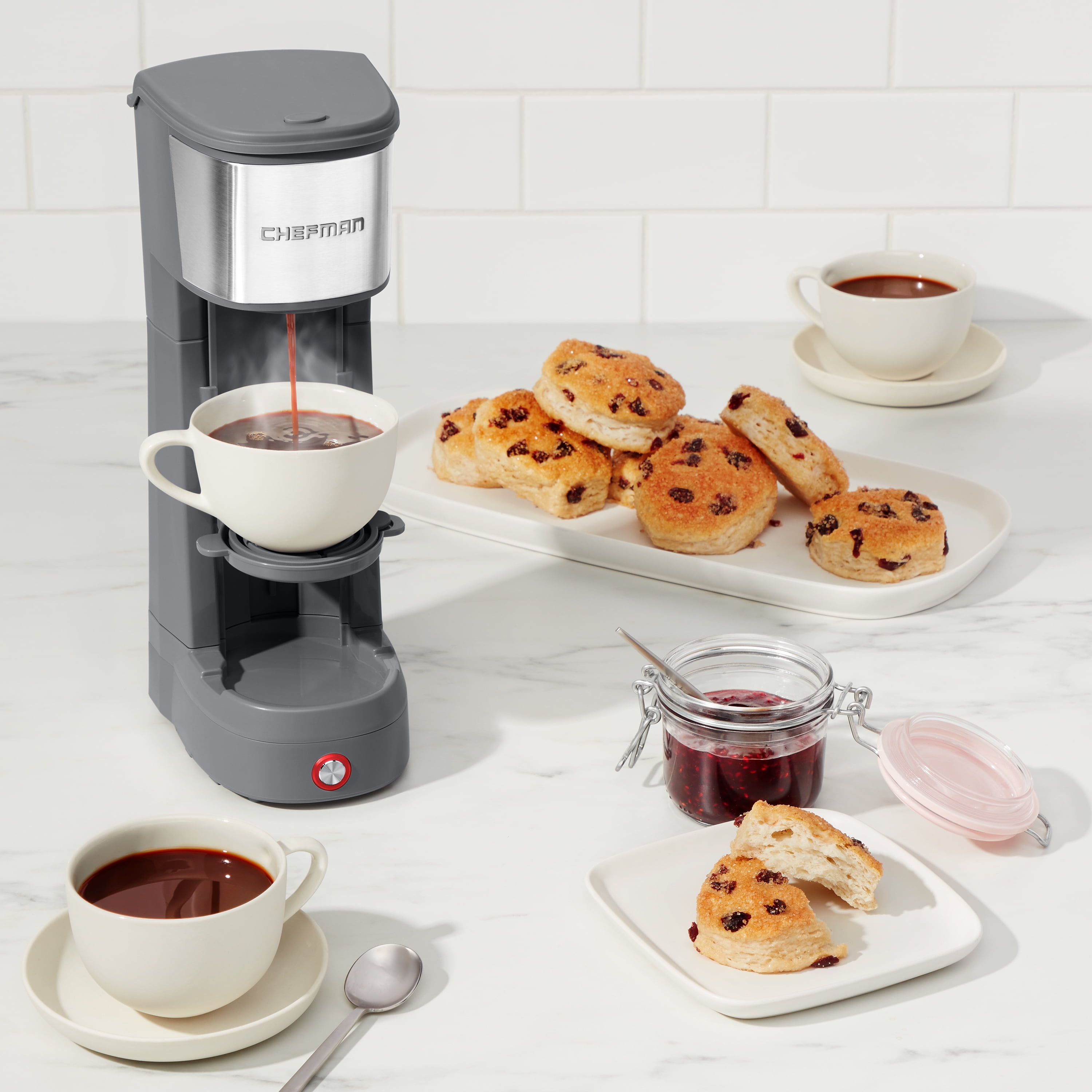  Chefman InstaCoffee Max, The Easiest Way to Brew the Boldest  Single-Serve Coffee, Use Fresh And Flavorful Grounds or K-Cups With A  Convenient Built-In Lift, Black/Stainless Steel : Grocery & Gourmet Food
