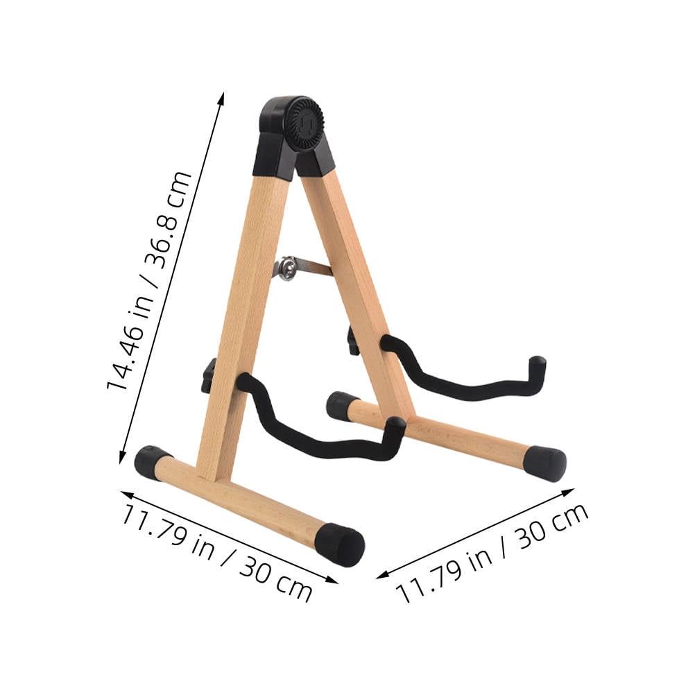 FOMIYES Foldable Brown Wood Guitar Stand Floor Holder for Acoustic Classical and Bass Guitars