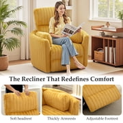 FelixKing Electric Swivel Rocker Recliner Chair, 90°-160° Power Reclining Nursery Glider with USB & Type-C Ports, 350lbs Plush Teddy Motion Sofa, Yellow