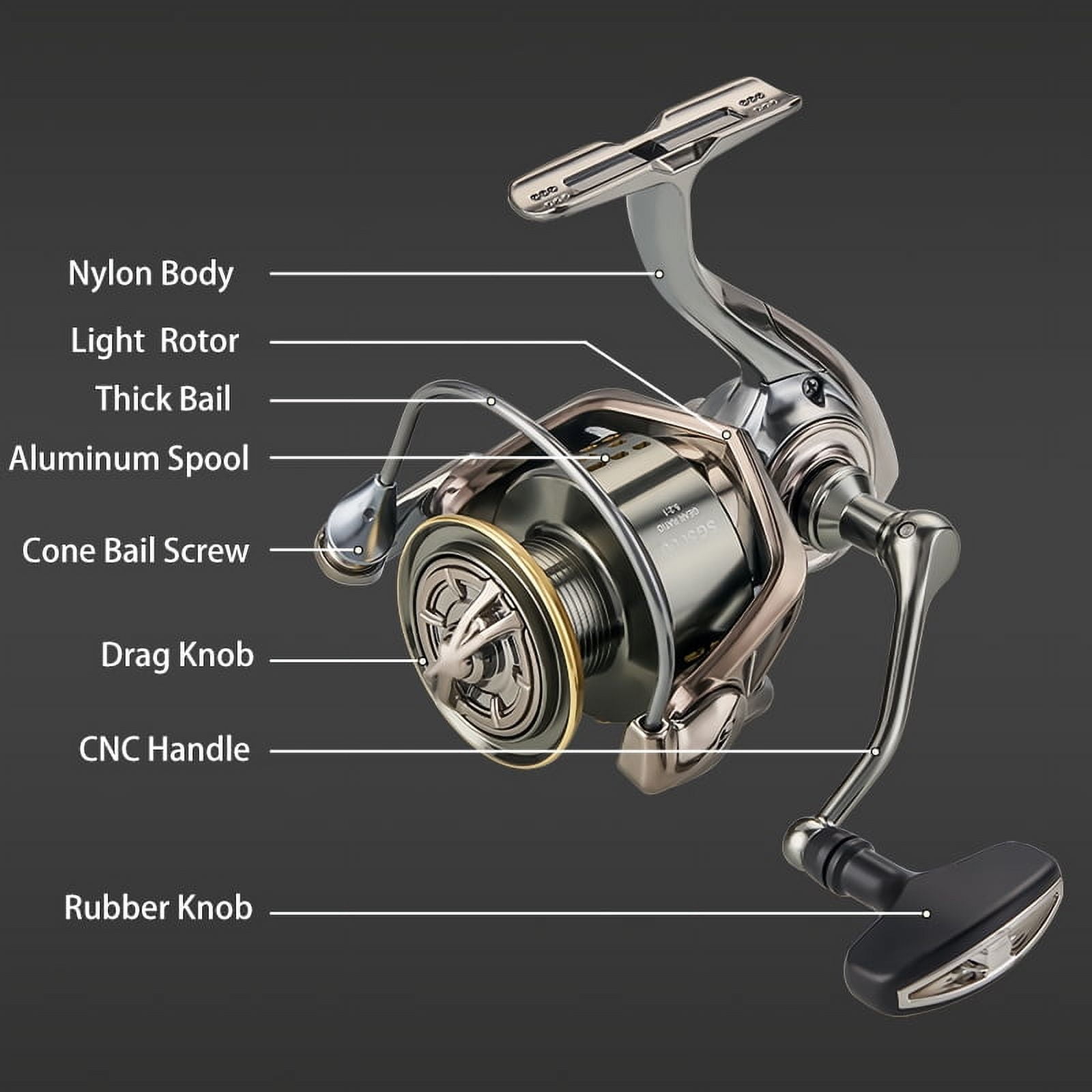 DEUKIO New 2000-7000 Series Fishing Reel 5.2:1 4.9:1 MAX Drag Power 26lbs Aluminum Spool Freshwater Fish Alarm Spinning Reel