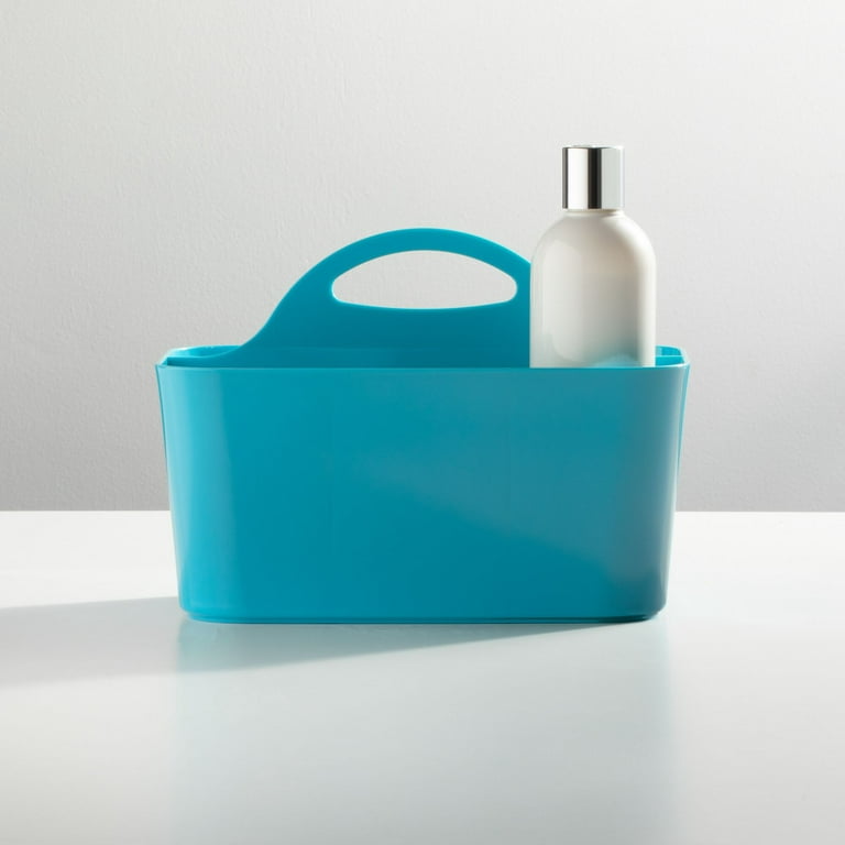mDesign Plastic Shower Caddy Storage Organizer Basket, Handle, 2 Pack, White
