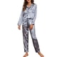thumbnail image 1 of Conjunto de pijamas para mujer, manga larga, satén suave, cuello con muescas, botones, pijamas, r Romacci Pijamas Mujer, 1 of 6