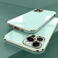 thumbnail image 1 of Luxury Square Silicone Plating Phone Case For IPhone 14 11 12 13 15 Pro Max Mini Plus XR X XS Max Solid Color Soft Cover Coque Mint Green Color For iPhone XS X, 1 of 6