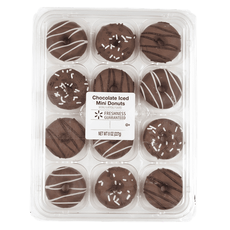 Freshness Guaranteed Chocolate Iced Mini Donuts, 8 oz, 12 Count
