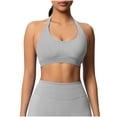 thumbnail image 2 of Neewe Women's Seamless Sports Bra Knitted Yoga Suit Gathering Breathable Workout Gym Tank Top for Women-Gray XS, 2 of 9