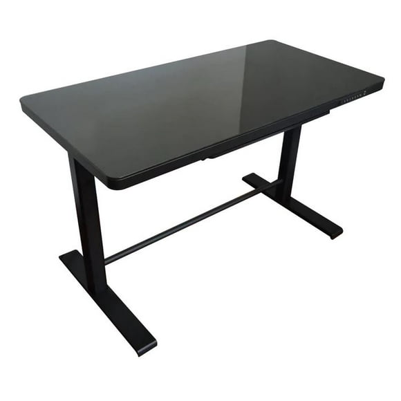 Uncaged Ergonomics (RUglass) Rise Up Electric Height Adjustable Sit/Stand Desk (Black Glass Top/Black Frame)