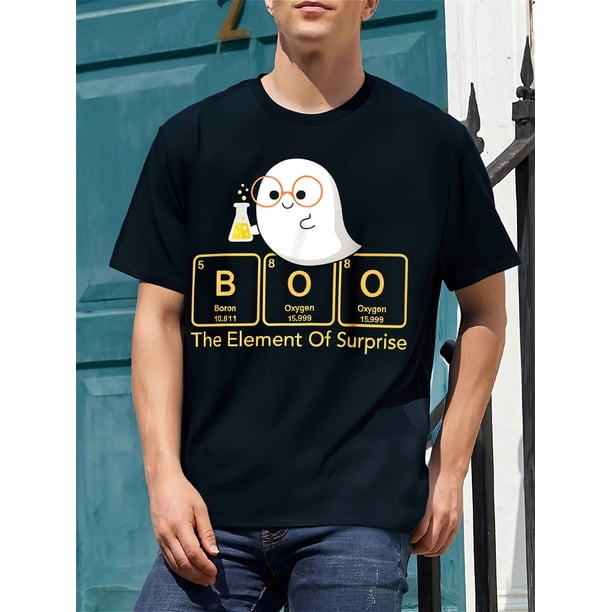 Chemistry Boo The Element Of Surprise Cute Chemist Halloween T-Shirt-220g 100% Cotton Tee For Adult, Men, Women, Teen, Teenager, Adolescent,Youth