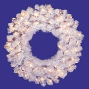 Vickerman 30" Crystal White Spruce Artificial Christmas Wreath, Clear Dura-lit Incandescent Mini Lights - Faux Spruce Christmas Wreath - Seasonal Indoor Home Decor