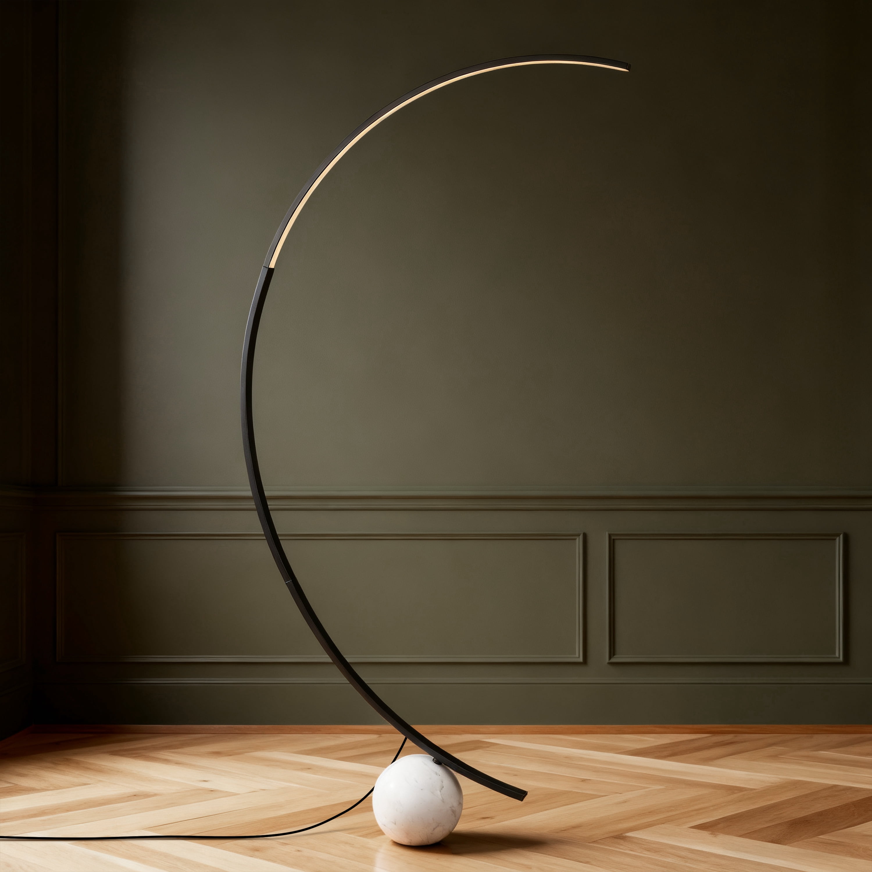 Safavieh Couture Krysandra Powder Coating Black and Gray Marble Base Floor Lamp