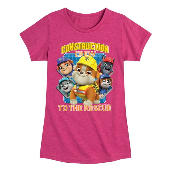 Paw Patrol - Rubble & Crew - Construction Crew to the Rescue - Toddler & Youth Girls Short Sleeve Graphic T-Shirt