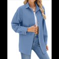 thumbnail image 3 of Camisas de Larga con Botones para Mujer, Blusas de Trabajo de Gran Tamaño con Cuello y Hombros Caídos, Blusa Holgada con Textura Azul Vaquero S, 3 of 10