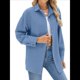 thumbnail image 3 of Camisas de Larga con Botones para Mujer, Blusas de Trabajo de Gran Tamaño con Cuello y Hombros Caídos, Blusa Holgada con Textura Azul Vaquero L, 3 of 10