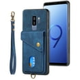 thumbnail image 4 of Wallet Case for Samsung S9 Plus,Retro Premium Leather Credit Card Holder RFID Blocking Case with Wrist Strap Stand Magnetic Clasp Flip Anti-Scratch Cover for Samsung Galaxy S9 Plus,blue, 4 of 7