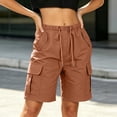 thumbnail image 6 of Tawop Women Cargo Shorts Summer Quick Dry Knee Length Shorts Drawstring More Pockets Bermuda Shorts Women's Shorts ,Brown 2XL, 6 of 8