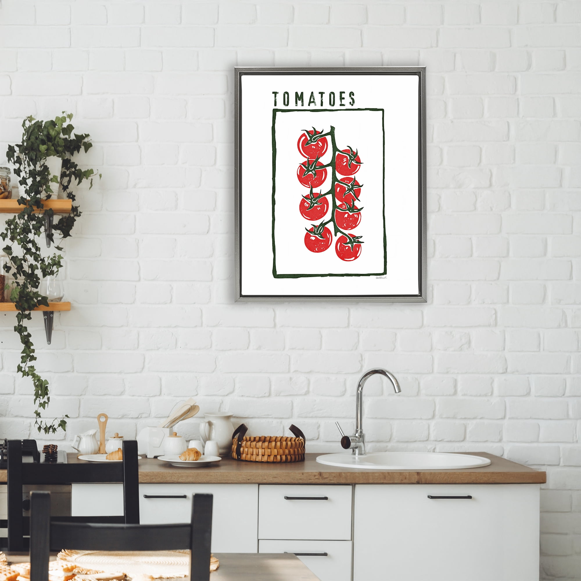 Stupell Industries Ripe Tomatoes Cluster Gray Framed Floater Canvas Wall Art, design by Amanda Greenwood