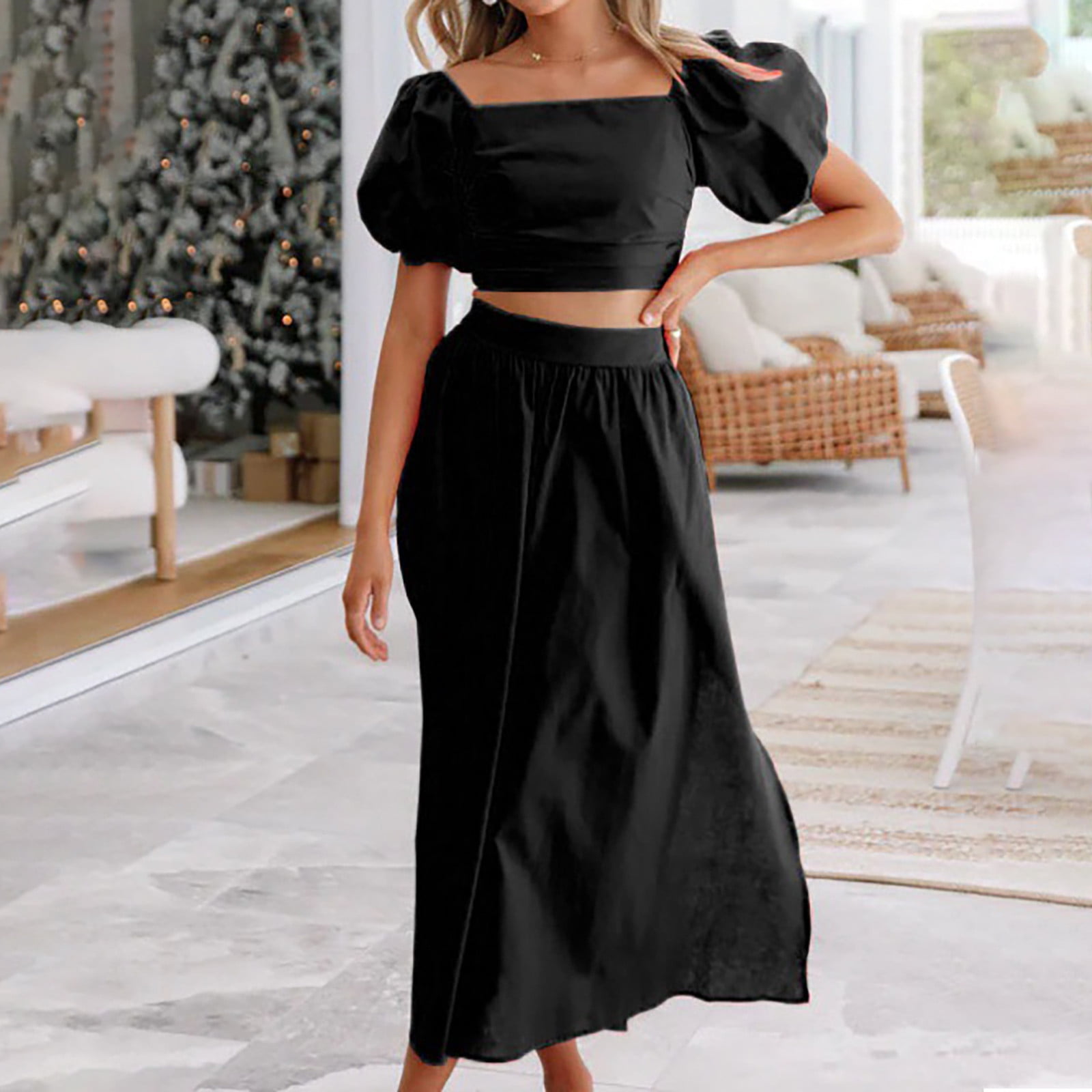 【アメリ】SHORT TOP WITH SKIRT DRESS セットアップ 黒 Ameri】SHORT TOP WITH SKIRT DRESS Ameri（アメリ）の「SHORT 【公式