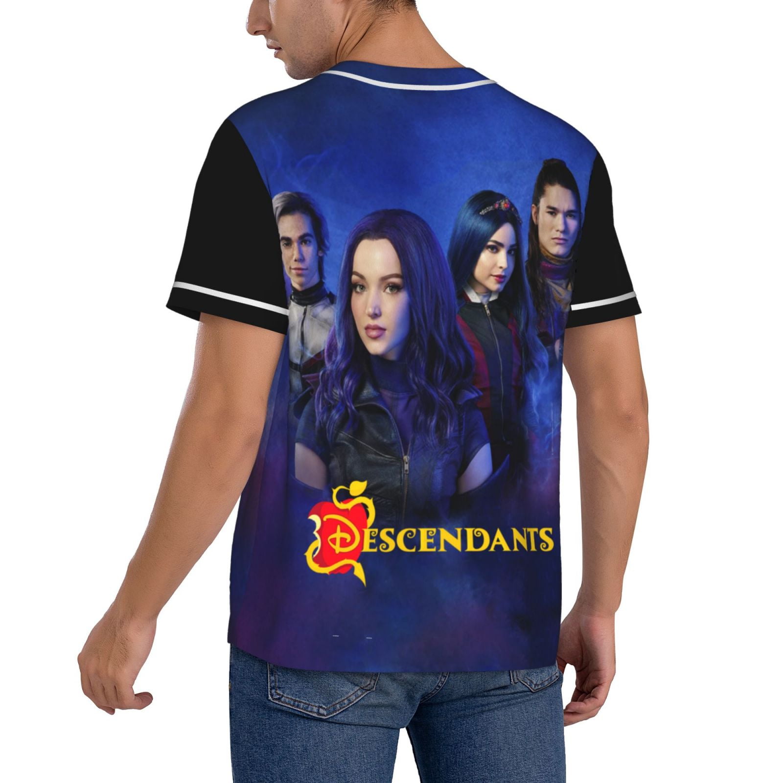 Mens Descendants Baseball Shirt Graphic Tshirt V Neck Jersey Mens Descendants Baseball Shirt Graphic Tshirt V Neck Jersey