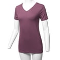 thumbnail image 5 of A2Y Women's Basic Solid Premium Rayon Short Sleeve V-neck T Shirt Tee Tops Egg Plant L, 5 of 6