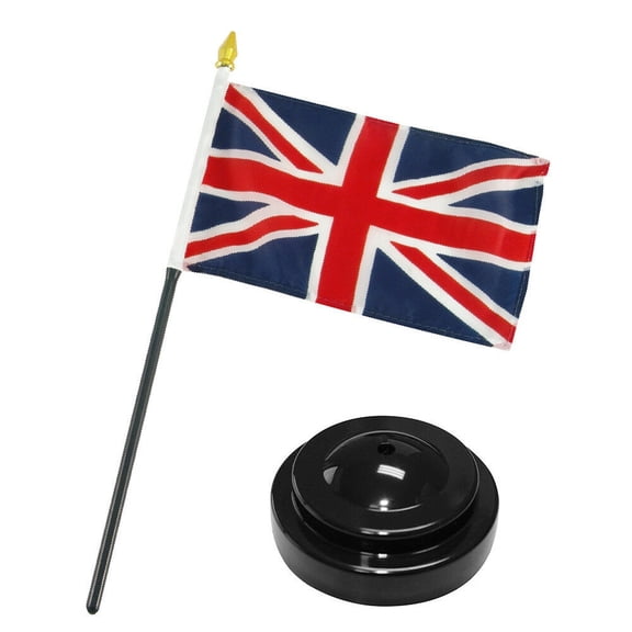 UK United Kingdom 4"x6" Flag Desk Set Table Stick Black Base