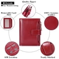 thumbnail image 5 of Cartera Pequeña Brillar de Piel Auténtica Plegable Compacta con Bloqueo RFID Color Rojo, 5 of 5