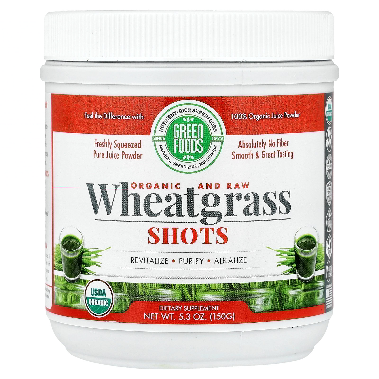 Green Foods Organic and Raw Wheatgrass Shots 5.3 oz Pwdr