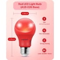 thumbnail image 3 of shiyou-4 Pack Ampoules Rouges, Ampoule LED A19 Équivalent 60W, Base Moyenne E26, 9W, Lumières Rouges pour Chambre, Décoration de Noël, Porche, Jardin, Éclairage Domestique, Non-dimmable, Certifié ETL, 3 of 4