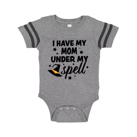 

Inktastic I Have My Mom Under My Spell with Cute Witch Hat Gift Baby Boy or Baby Girl Bodysuit