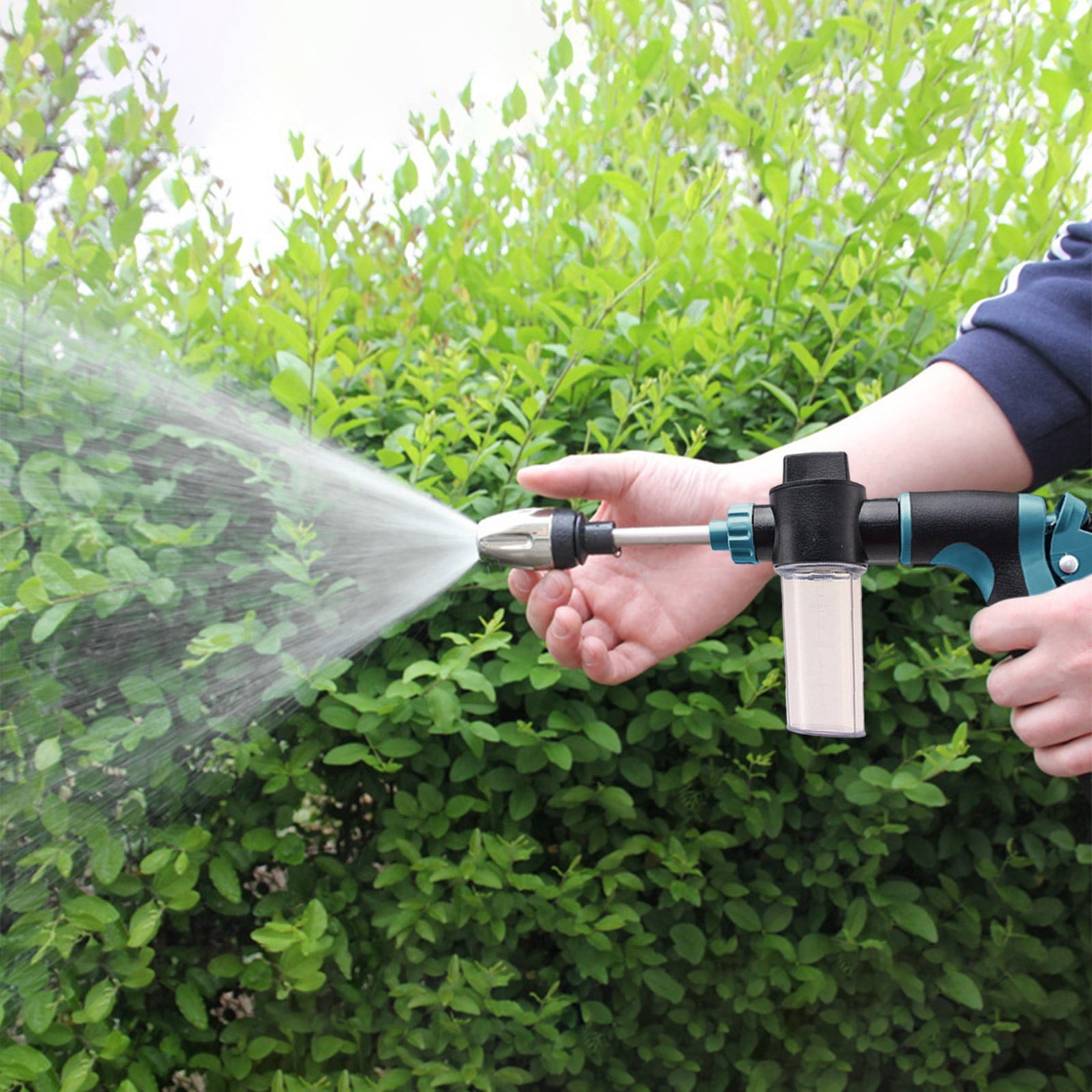 SCNOR High Pressure Garden Hose Nozzle, Adjustable Multi Spray Pattern Handheld Water Sprayer Portable Car Washing Outdoor Cleaning Water Tool Blue