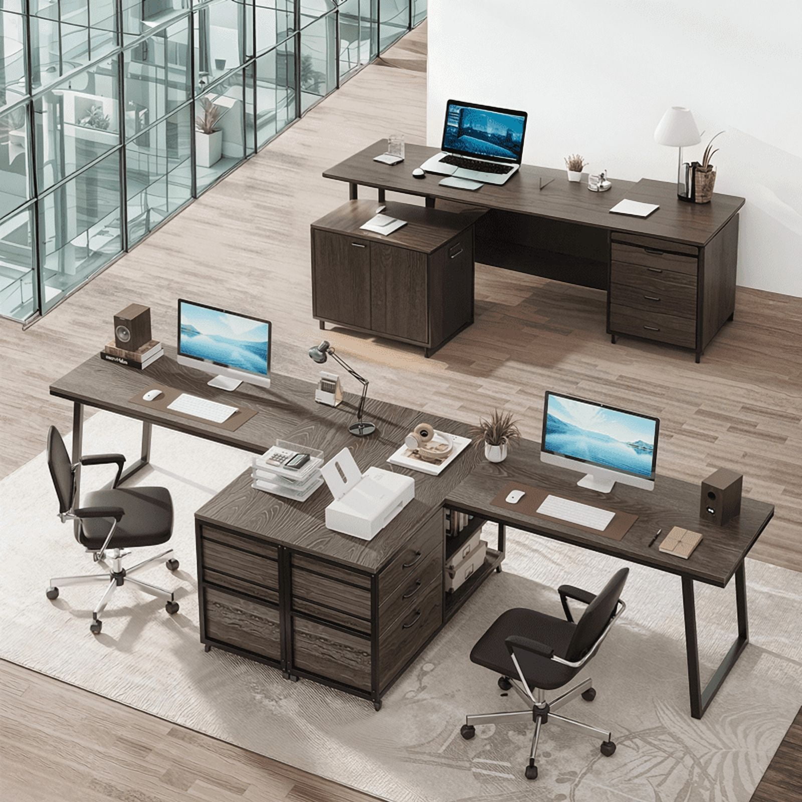 53" Reversible L-Shaped Computer Desk With 3 Drawers & Shelves - Spacious Workstation For Home Office, Study & Gaming (Gray)