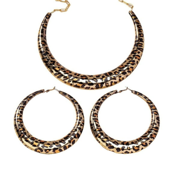 YIEMEEN Fashion Leopard Pattern Jewelry Set with Earrings and Necklace for Modern Women